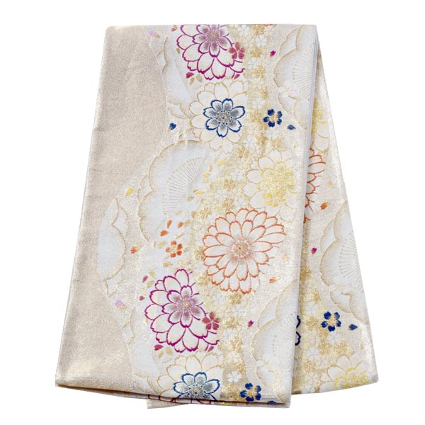 2-11月利用は11000円 【レンタル】帯 単品 レンタル 帯単品レンタル「B113 振袖用帯　金 桜に万寿菊 ゴールド系」 正絹 振袖 帯 ママ振り 婚礼 貸衣装 結婚式 卒業式 振袖リメイク 帯のみ ママフリ ママ振 姉フリ