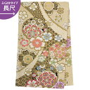 2-11月利用は11000円 【レンタル】帯 単品 レンタル 帯単品レンタル「B1172 振袖用帯(長尺) 金 華文と桜に雪輪 ゴールド系」 正絹 振袖 帯 ママ振り 婚礼 貸衣装 結婚式 卒業式 振袖リメイク 帯のみ ママフリ ママ振 姉フリ