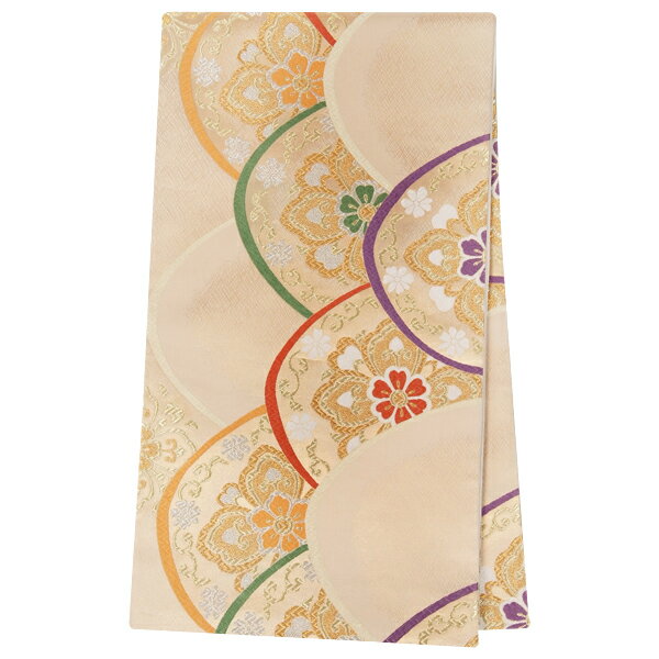 2-11月利用は11000円 【レンタル】帯 単品 レンタル 帯単品レンタル「B1376 振袖用帯　クリーム 青海波に華文 クリーム系」 正絹 振袖 帯 ママ振り 婚礼 貸衣装 結婚式 卒業式 振袖リメイク 帯のみ ママフリ ママ振 姉フリ