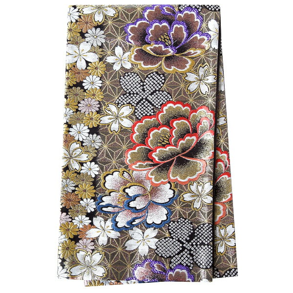 2-11月利用は11000円 【レンタル】帯 単品 レンタル 帯単品レンタル「B1426 振袖用帯　金 麻の葉に牡丹と桜に小菊 ゴールド系」 正絹 振袖 帯 ママ振り 婚礼 貸衣装 結婚式 卒業式 振袖リメイク 帯のみ ママフリ ママ振 姉フリ
