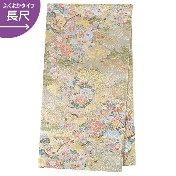 【レンタル】帯 単品 レンタル 帯単品レンタル「B1630 留袖用帯(長尺)　金 雲取りに花丸紋器楽 ゴールド系」 正絹 留袖用 帯 結婚式 母親 留袖帯レンタル 帯だけレンタル 礼装用
