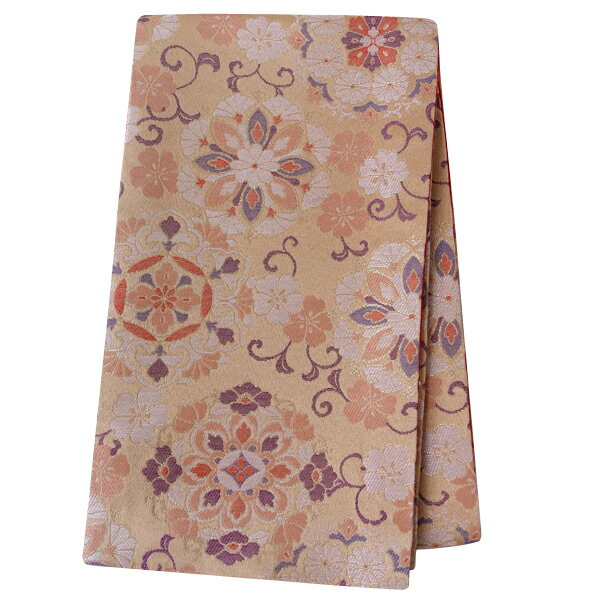 【レンタル】帯 単品 レンタル 帯単品レンタル「B1643 ジュニア振袖用帯　ベージュ 唐草華紋 ベージュ系」振袖 帯 ママ振り 婚礼 貸衣装 結婚式 卒業式 振袖リメイク 帯のみ ママフリ ママ振 姉フリ