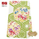 2-11月利用は14300円 【レンタル】帯 単品 レンタル 帯単品レンタル「B1806 振袖用帯 白黄緑 花菱亀甲に椿と梅の花丸 白系」振袖 帯 ママ振り 婚...