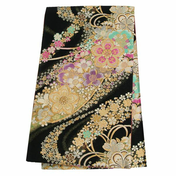 2-11月利用は11000円 【レンタル】帯 単品 レンタル 帯単品レンタル「B351 振袖用帯　黒 桜に組紐 黒系..