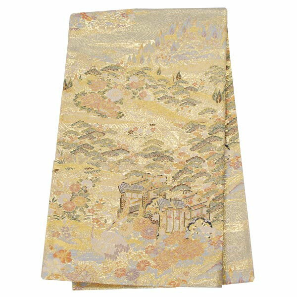 【レンタル】帯 単品 レンタル 帯単品レンタル「B464 留袖・色留袖用帯　金 御所解き シルバー系」 正絹 留袖用 帯 結婚式 母親 留袖帯レンタル 帯だけレンタル 礼装用