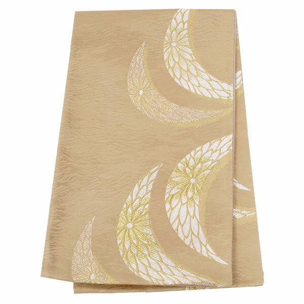 【レンタル】帯 単品 レンタル 帯単品レンタル「B520 留袖・色留袖用帯 ベージュ 三日月に菊 ベージュ系」 正絹 留袖用 帯 結婚式 母親 留袖帯レンタル 帯だけレンタル 礼装用