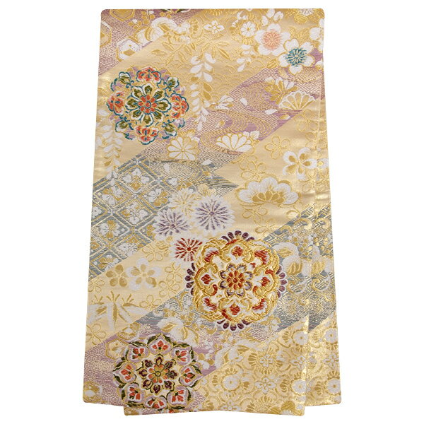 【レンタル】帯 単品 レンタル 帯単品レンタル「B913 留袖・色留袖用帯　金 華文に吉祥草花 ゴールド系..