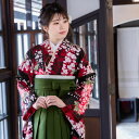【レンタル】卒業式 袴 レンタル 女 フルセット 女性 袴セット「G136 H 赤黒ぼかし 藤と牡丹」レトロ はかま 着物セット 和服 大学 レディース 往復送料無料