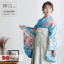 【レンタル】卒業式 袴 レンタル 女 フルセット 女性 袴セット「G163ブルーパール 手鞠コスモス」レトロ はかま 着物セット 和服 大学 レディース 往復送料無料
