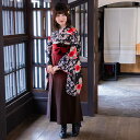 【レンタル】卒業式 袴 レンタル 女 フルセット 女性 袴セット「G178 H 黒 しだれ桜&八重桜」レトロ はかま 着物セット 和服 大学 レディース 往復送...