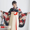 【レンタル】卒業式 袴 レンタル 女 フルセット 女性 袴セット「G539黒 熨斗と牡丹」レトロ はかま 着物セット 和服 大学 レディース 往復送料無料