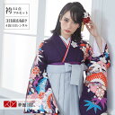 【レンタル】卒業式 袴 レンタル 女 フルセット 女性 袴セット「G607紫 霞に松竹梅」レトロ はかま 着物セット 和服 大学 レディース 往復送料無料