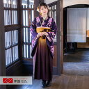 【レンタル】卒業式 袴 レンタル 女 フルセット 女性 袴セット「G915紫 桜ストライプ」レトロ はかま 着物セット 和服 大学 レディース 【訳あり】