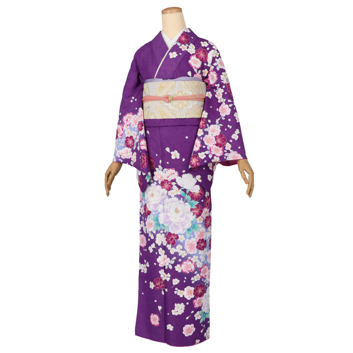 訪問着 レンタル 着物レンタル レンタル着物 着物 訪問着レンタル「H1109 紫地浅黄ぼかし牡丹に桜 」 ホテル・式場への配送OK！ 入学式 入園式 お宮参り 結婚式 七五三 母 ママ 母親 着物