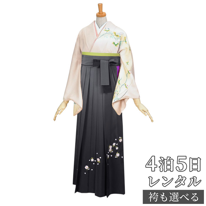 スーパーSALE1000円オフ!!【レンタル】袴 レンタル 先生 女 袴セット 教員 職員 先生〔HG077〕 ピンククリーム 野の草花 卒業式 袴 フルセット 女性 はかま ハカマ レンタル 貸衣装 かしいしょう 送料無料