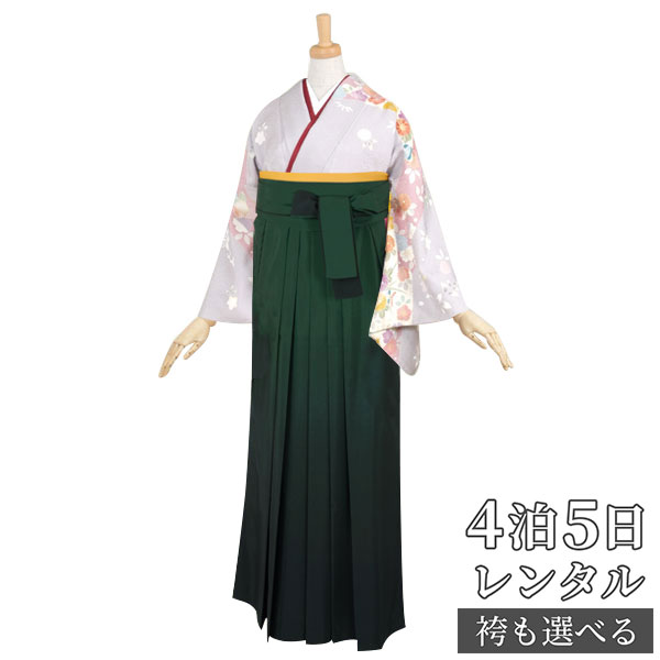 スーパーSALE1000円オフ!!【レンタル】袴 レンタル 先生 女 袴セット 教員 職員 先生〔HG154〕 グレー・紫 花尽くし 卒業式 袴 フルセット 女性 はかま ハカマ レンタル 貸衣装 かしいしょう 送料無料