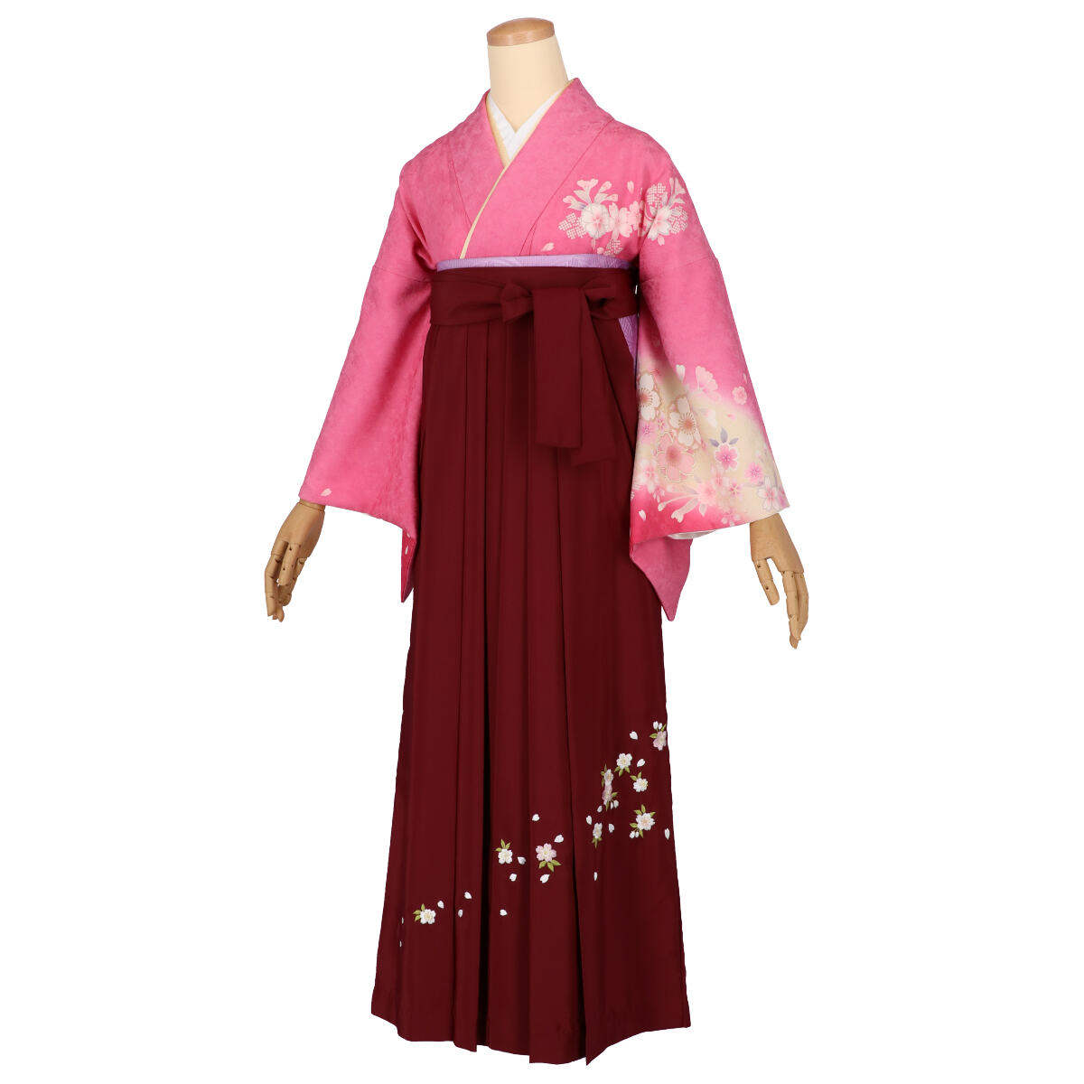 【レンタル】袴 レンタル 先生 女 袴セット 教員 職員 先生〔HG1160〕 ピンク×クリームぼかし 桜 正絹 卒業式 袴 フルセット 女性 はかま ハカマ レンタル 貸衣装 かしいしょう 送料無料(一部地域を除く)