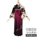 【レンタル】藤本美貴×九重 袴 レンタル 先生 女 袴セット 教員 職員 先生〔HG263〕 黒 八重桜に松 ポリエステル 卒業式 袴 フルセット 女性 はかま ハカマ レンタル 貸衣装 かしいしょう 送料無料(一部地域を除く)