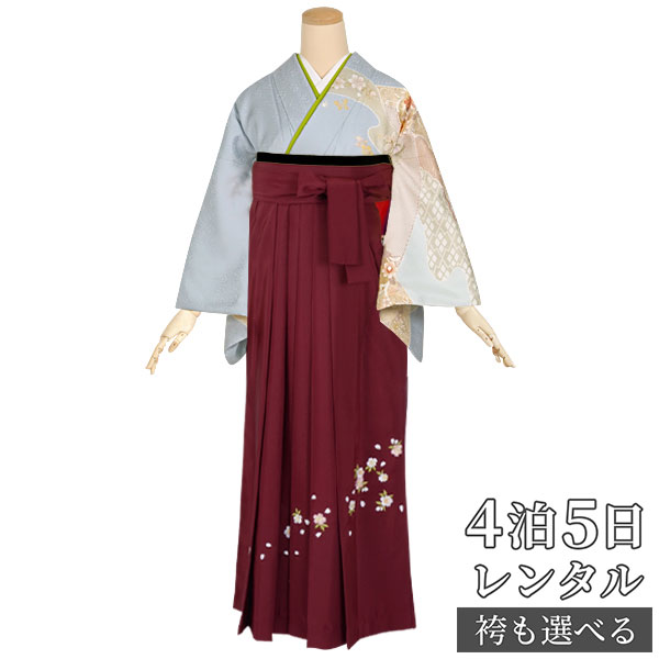 スーパーSALE1000円オフ!!【レンタル】袴 レンタル 先生 女 袴セット 教員 職員 先生〔HG441〕 青藤色 雲取吉祥唐花文 卒業式 袴 フルセット 女性 はかま ハカマ レンタル 貸衣装 かしいしょう 送料無料