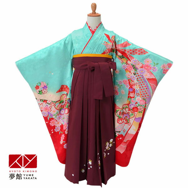 【訳あり】【レンタル】卒園式 袴 女の子 レンタル 水色 花紋に熨斗目★【N010】袴レンタル 七五三 着物 7歳 初詣 保育園 卒園 幼稚園