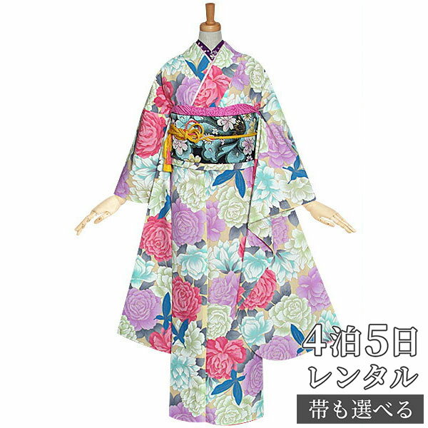 【振袖 レンタル】 結婚式 結納R1247クリーム　牡丹に蝶 きもの道楽 振袖 レンタル フルセット ふりそで 振り袖 結婚式 披露宴 親族 卒業式 パーティー 結納 着物レンタル 貸衣装 女性 和服 往復送料無料