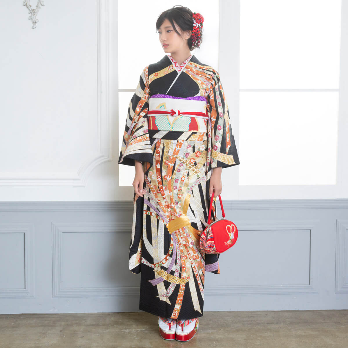 【男　絽　半衿】ポリエステル　ラミエール【濃紺】夏物