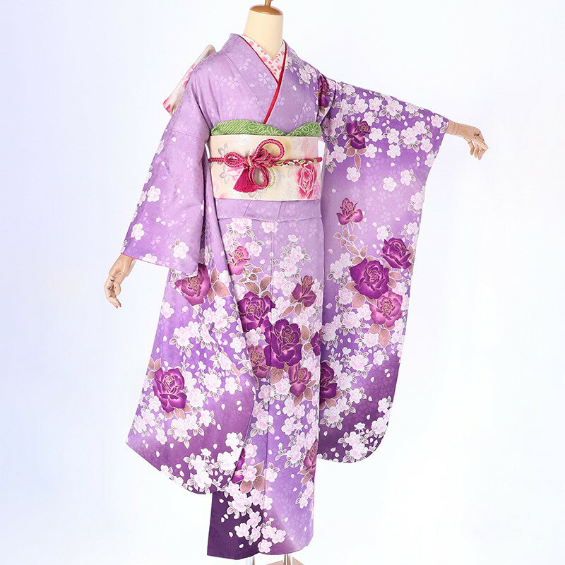 【振袖 レンタル】 結婚式 結納R237薄紫　薔薇 振袖 レンタル フルセット ふりそで 振り袖 結婚式 披露宴 親族 卒業式 パーティー 結納 着物レンタル 貸衣装 女性 和服 往復送料無料