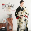 【成人式 振袖 レンタル】RS2131 正絹 黒金 鶴に松梅フルセット 往復送料無料 /女性和服/結婚式 和服 着物セット/小物 セット 振り袖 【レンタル】