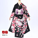 【成人式 振袖 レンタル】RS300黒 白牡丹と八重桜フルセット 往復送料無料 /女性和服/結婚式 和服 着物セット/小物 セット 振り袖 【レンタル】