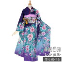 【振袖 レンタル】 結婚式 結納R601 正絹 紫白ぼかしグリーンの桜 振袖 レンタル フルセット ふりそで 振り袖 結婚式 披露宴 親族 卒業式 パーティー 結納 着物レンタル 貸衣装 女性 和服 往復送料無料【訳あり】