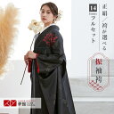 早期お届けキャンペーン【レンタル】袴 レンタル 卒業式 女 袴セット 振袖&袴〔RR481〕「黒×ルージュレッド モダンフラワー」 フルセット 貸衣装 女 レディース 送料無料