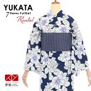 【レンタル】浴衣 セット レンタル レディース 浴衣セット(浴衣・帯・下駄・着付け小物)「紺 椿」花火大会 夏祭り 女性用 浴衣 女性浴衣 ゆかた