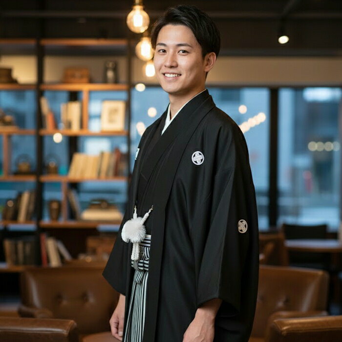 【ブラックフライデー開催レビュー8300超 4.74】成人式 男着物セット 着物 羽織 袴 【家紋シ ...