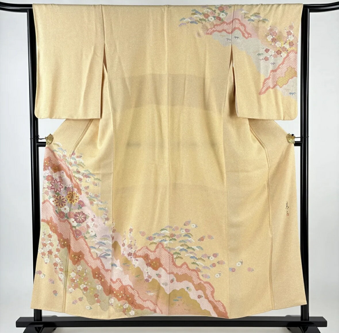 樂天商城 - 《レンタル品》《016》レンタル　訪問着 黄色 オレンジ 淡い色 淡色 入学式 卒業式 セレモニー 作家物 松井青々