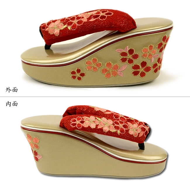 ＼ポイント2倍／【LINE登録で5%OFF】 振袖 草履 ヒール草履 桜ラメ 刺繍 赤 レッド 厚底 痛くない 成人式 レディース 花 レトロ ママ振袖 振袖用 卒業式 袴 結婚式 フリーサイズ Mサイズ Lサイズ