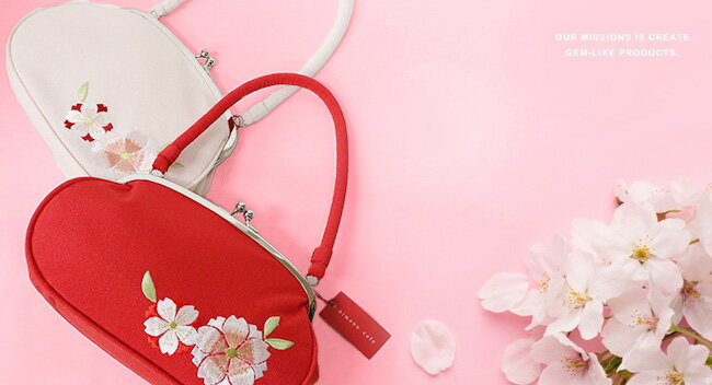 小学生 袴 バッグ 八重桜の刺繍 がま口 ちり...の紹介画像2