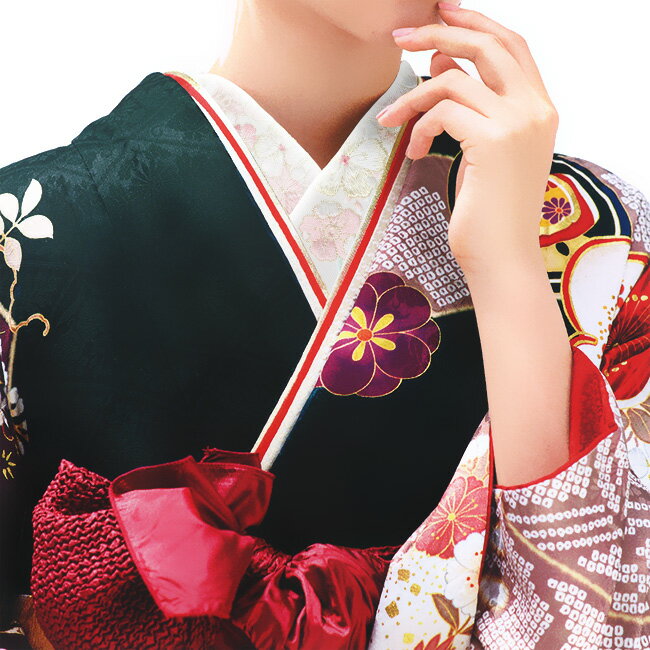 振袖用半衿 刺繍 辻が花 洗える 半襟 成人式 卒業式 結婚式 白 オレンジ ピンク 水色【LINE登録で5%OFF】