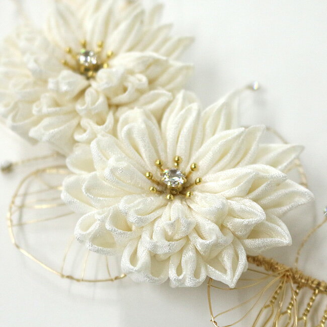 ＼ポイント2倍／【LINE登録で5%OFF】 髪飾り アートワイヤー 菊 つまみ細工 ゴールド シルバー Ayanasu コームタイプ 袴 振袖 成人式 卒業式 髪型 ヘアスタイル ヘアセット