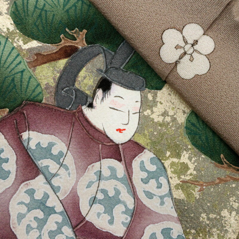 【中古】色留袖 長尺 堀省平 本手描友禅 本金 ベージュ 背紋有 身丈167.5cm 裄丈65cm 袷正絹着物 lsize トールサイズ［きものふりく］2SC4