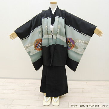 【中古】 特価 男児 着物 5歳 アンサンブル 襦袢 羽織 はおり きもの こども 子ども 男の子 アウトレット リサイクル 子供 ネイビー 紺色 中古きもの お正月 七五三 祝い着 ck-0014 z