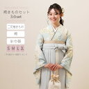 【スーパーSALE10%OFF】二尺袖袴セット きもの袴セット 4点セット しとやか菊模様 水色 卒業袴 二尺袖 袴 半巾帯 はかま 無地袴 刺繍袴 半幅帯 袴下帯 くすみ色 卒業式 nisyaku23-5 kto z きものひろば悠