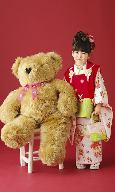 【レンタル】 七五三 753 3歳 女の子 女子 着物セット ブランド式部浪漫 被布セット 7点セット きもの 往復送料無料 re-3kodomo-0047