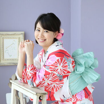 【レンタル】 浴衣 レンタル 浴衣セット フリーサイズ レディース 女性 綿麻 変わり織 9点セット 大人中学生 高校生 学生 レトロ 古典柄 朝顔 赤 白 レンタル着物 着物 フルセット 貸衣装 往復送料無料 re-ykt-w28