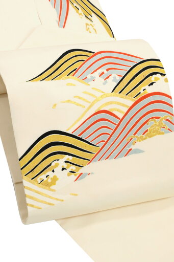 】【作家物】【お仕立て上がり・中古美品】本手加工友禅塩瀬九寸帯 「波紋様」着姿にアートを添えて…短尺 】【作家物】【お仕立て上がり・中古美品】本手加工友禅塩瀬九寸帯 「波紋様」着姿にアートを添えて…短尺
