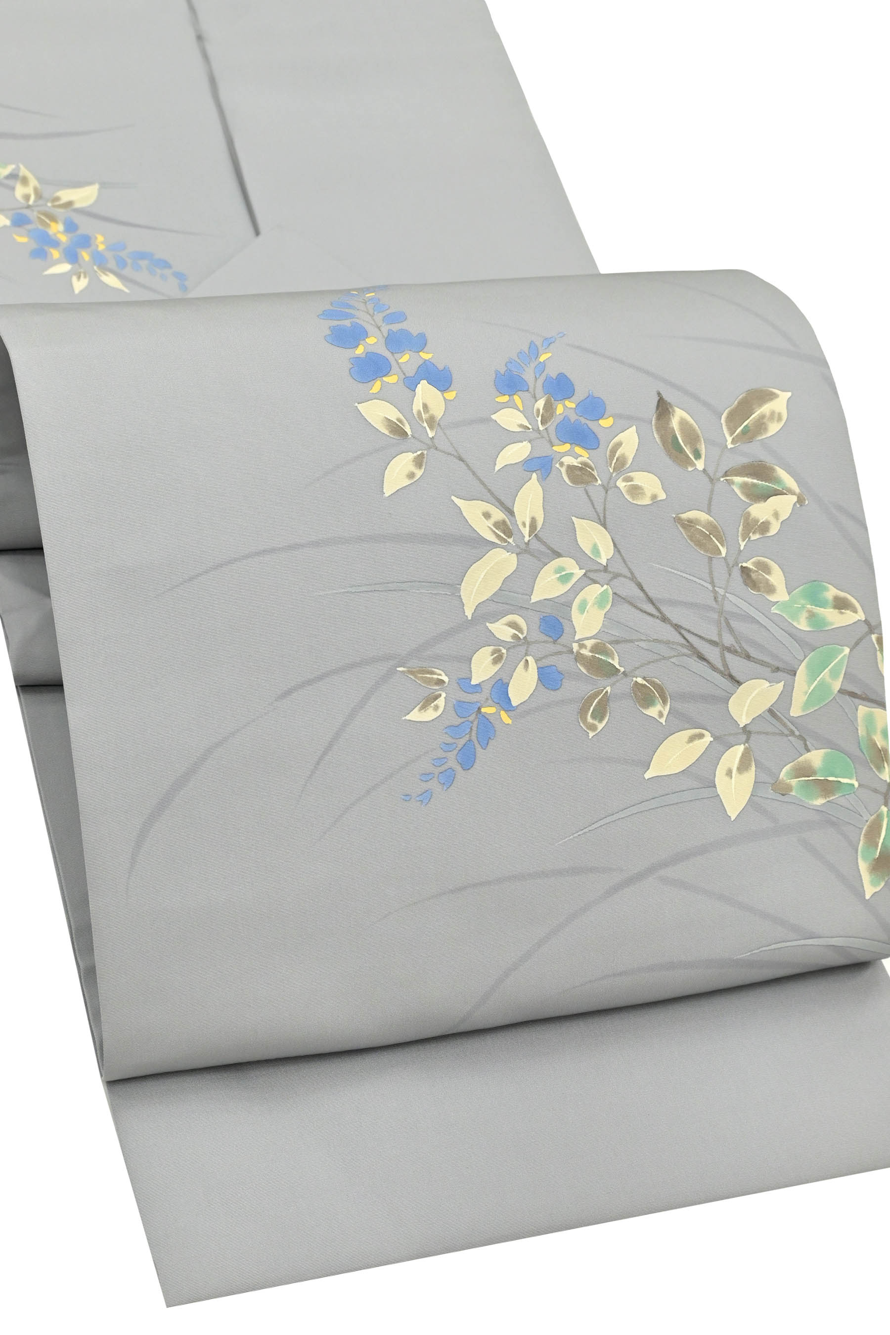 【お得なエブリデイロープライス】 【京の染匠】 特選本手加工友禅九寸名古屋帯 ≪御仕立て上がり・中古美品≫ 「ヤマフジ」 肌に心地よい上質地と色彩が響き合う意匠… 一目で分かる繊細な手加工！