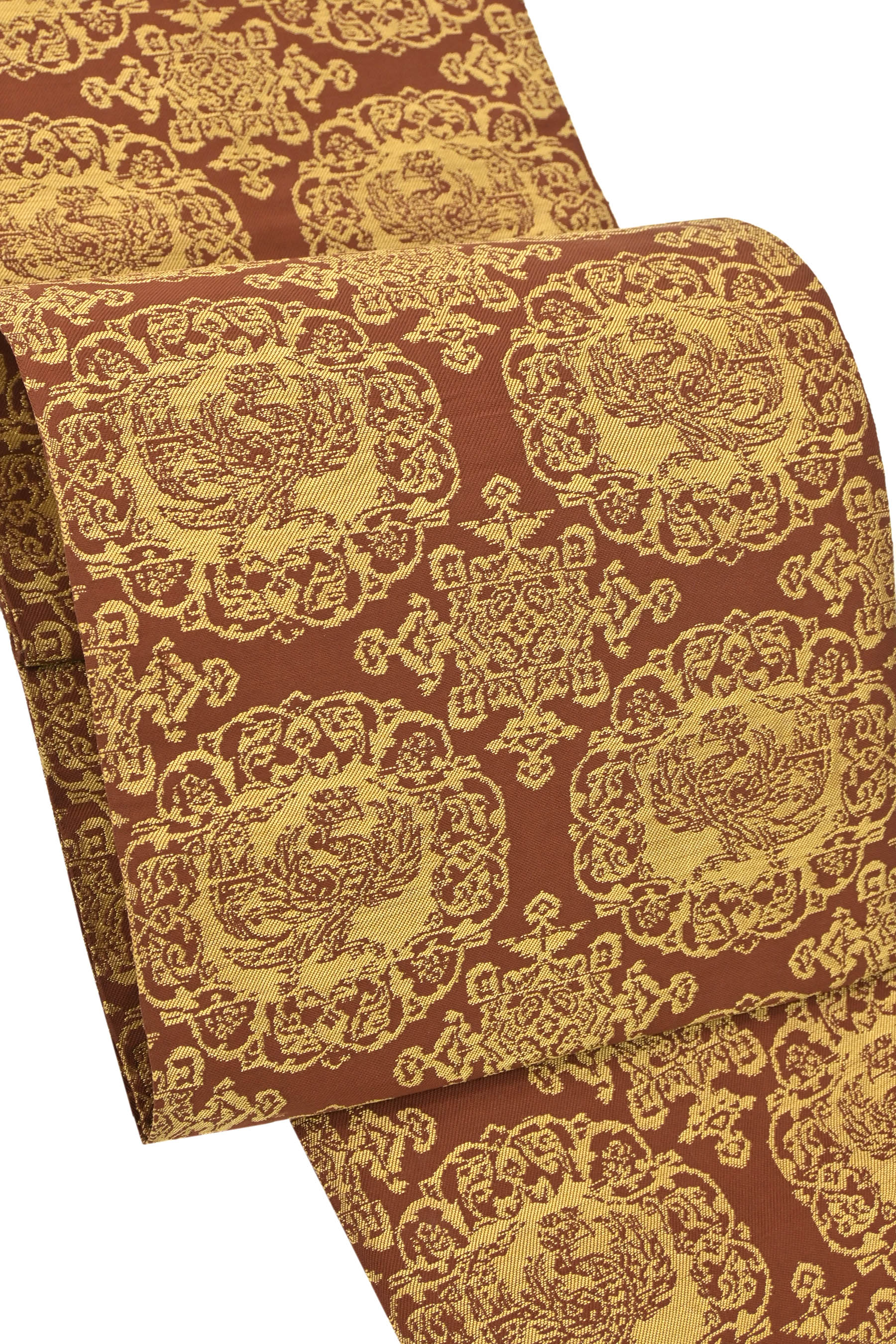 【ブラックフライデー限定】 【龍村平蔵製】 特選工藝両面全通丸帯 ≪御仕立て上がり・中古美品≫ 「御軾鳳凰文」 正倉院から伝わる… 正統派の風雅な文様美。