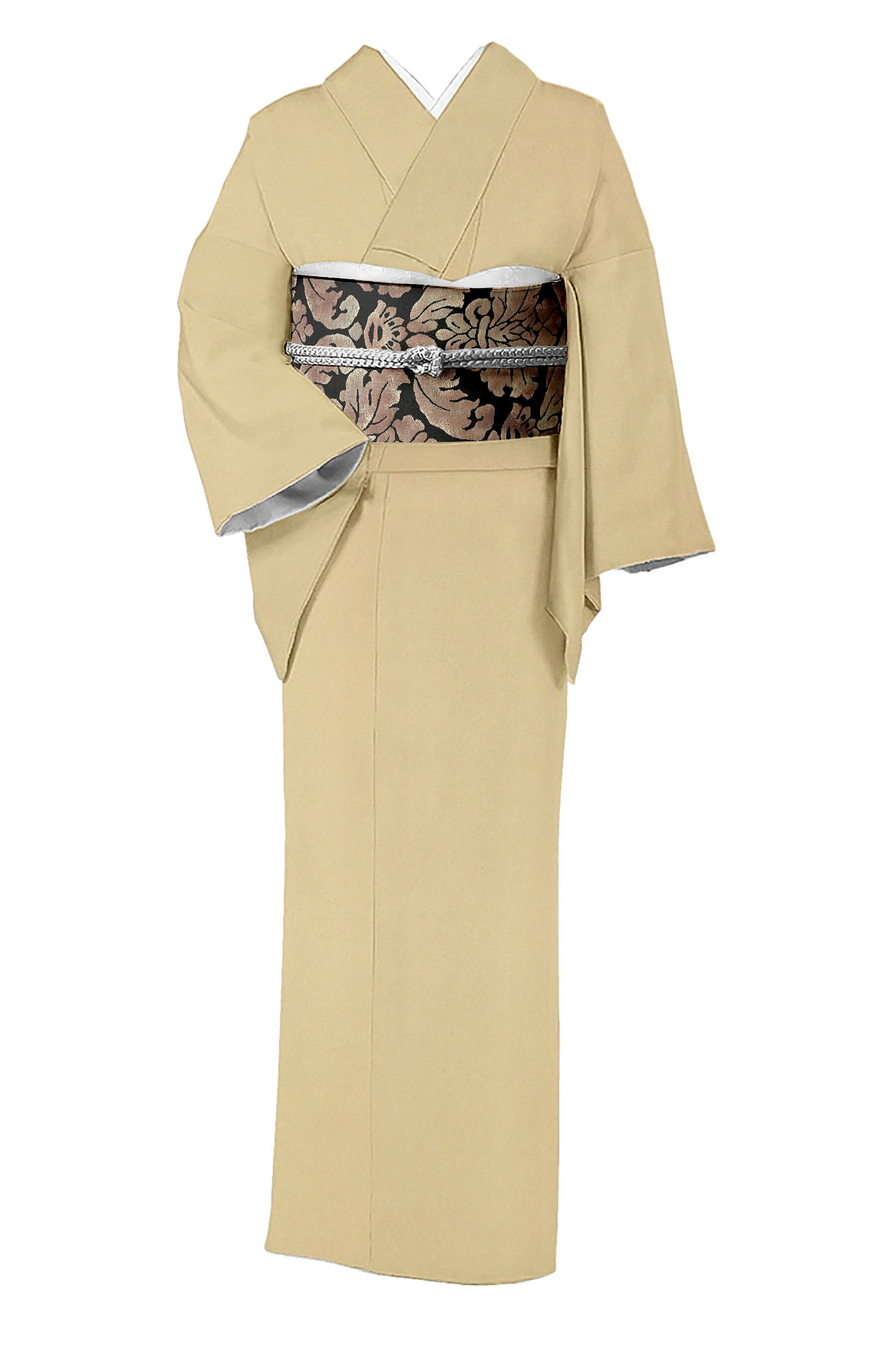 【仕立てサービス】 【着物＋帯2点セット】 【東レシルック】ちりめん色無地着尺 【西陣・都（みやこ）】 特選西陣織引箔袋帯