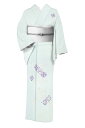 【夏物最終売り尽くしバーゲン】 【単衣・夏物】 本手加工京友禅付下げ着尺 「菱七宝唐花文」 涼を運ぶモダンな花柄! 軽やかな絹地を染めた爽やかな一枚!