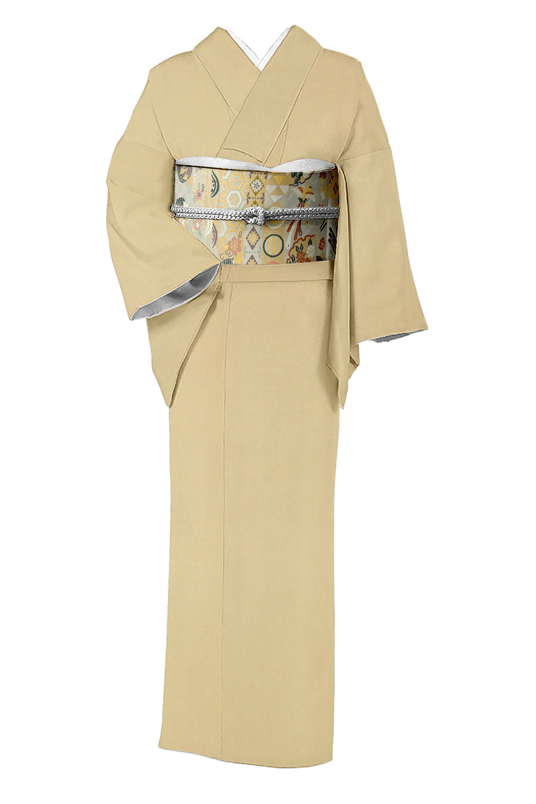 【仕立てサービス】 【着物＋帯2点セット】 【東レシルック】ちりめん色無地着尺 【西陣織元】 特選西陣織袋帯