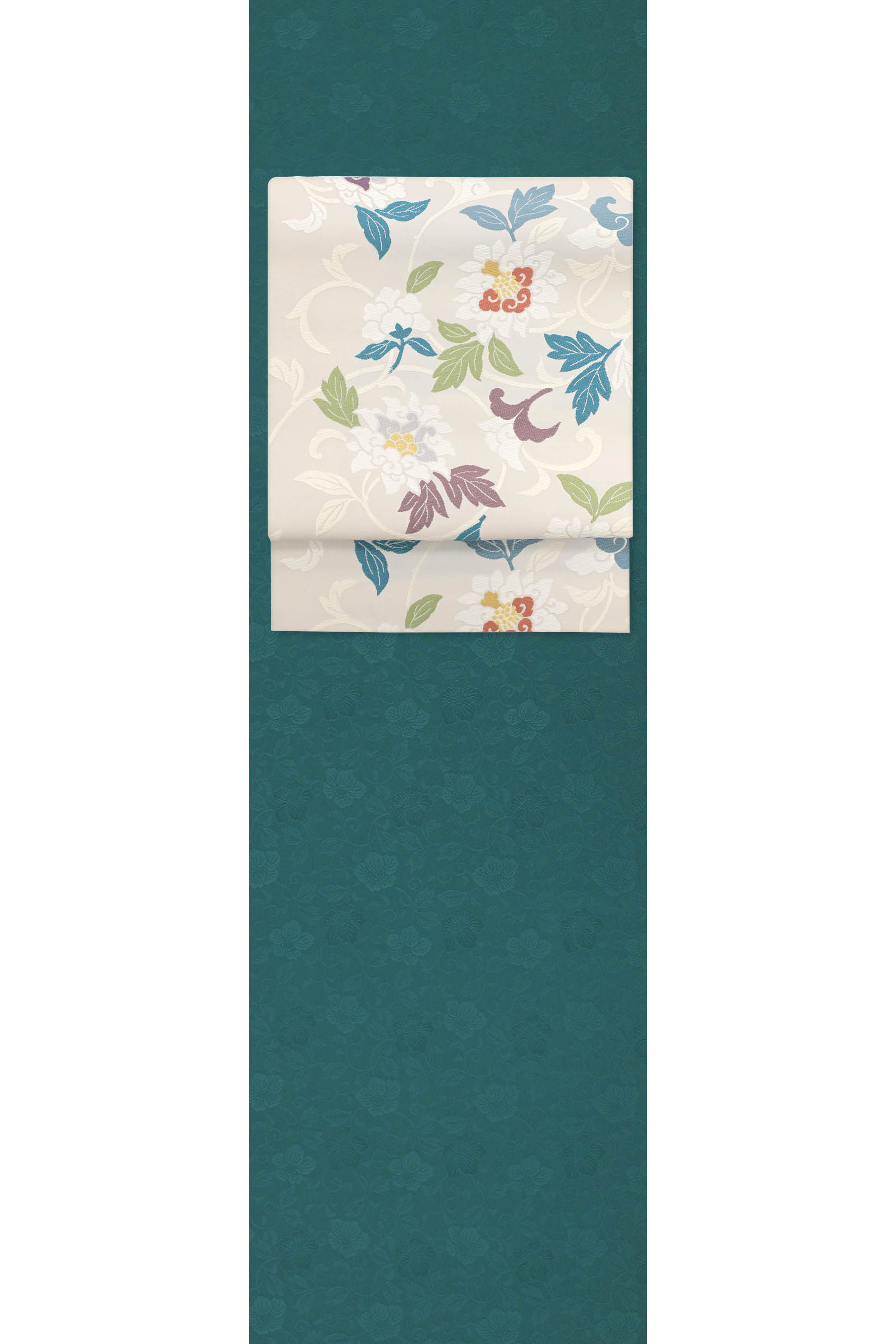 【お仕立てサービス】 【山口美術織物】 特選紋意匠色無地着尺 ※八掛付き 「唐花文　鉄色」 名門より重..